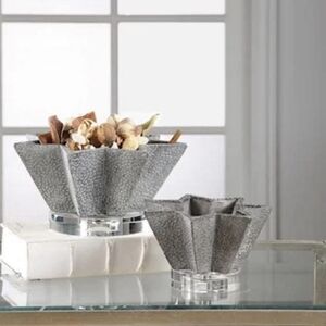 Elegant Pewter/Crystal Decorative Bowl Set